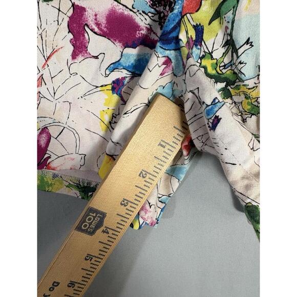 Express Shorts Womens sz 2 Floral Watercolor White Side Zip Casual Preppy Vacay - Picture 6 of 9